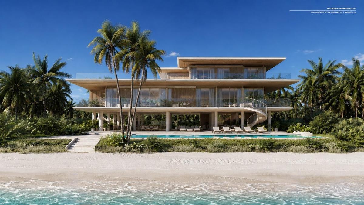 Imagine this new home on the shores of Saraosota Bay.