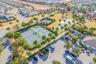 Aerial view of the tennis courts.