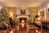 Living room with holiday decorations