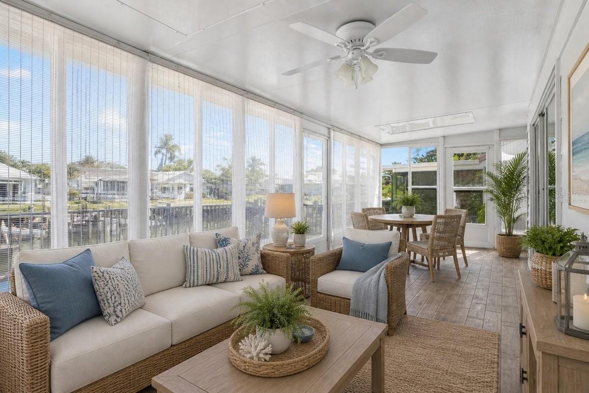 Virtually staged sunroom.