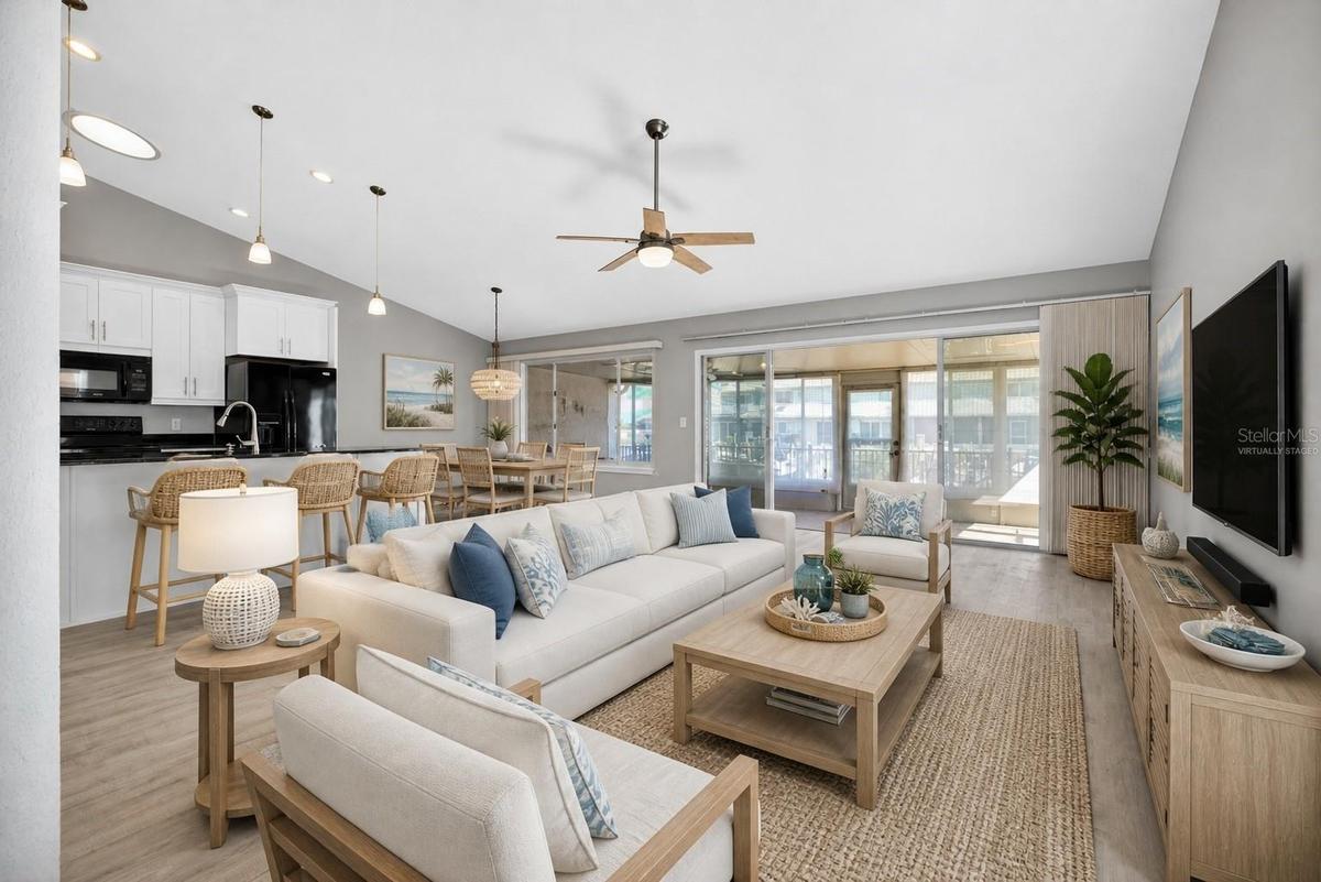 Virtually staged living/dining areas.