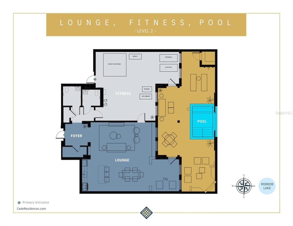 Amenities can be found on the second floor