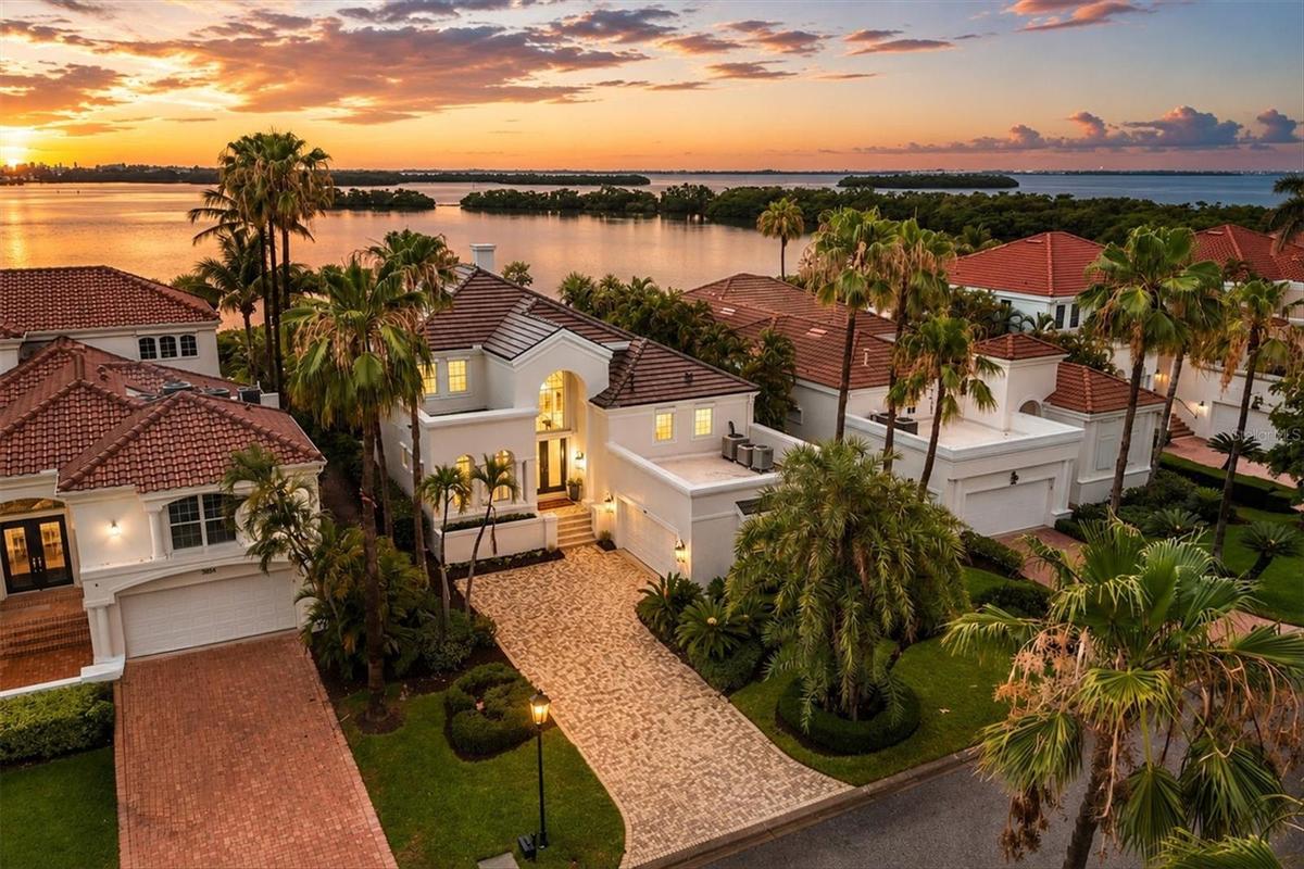 Front Aerial View at Sunset