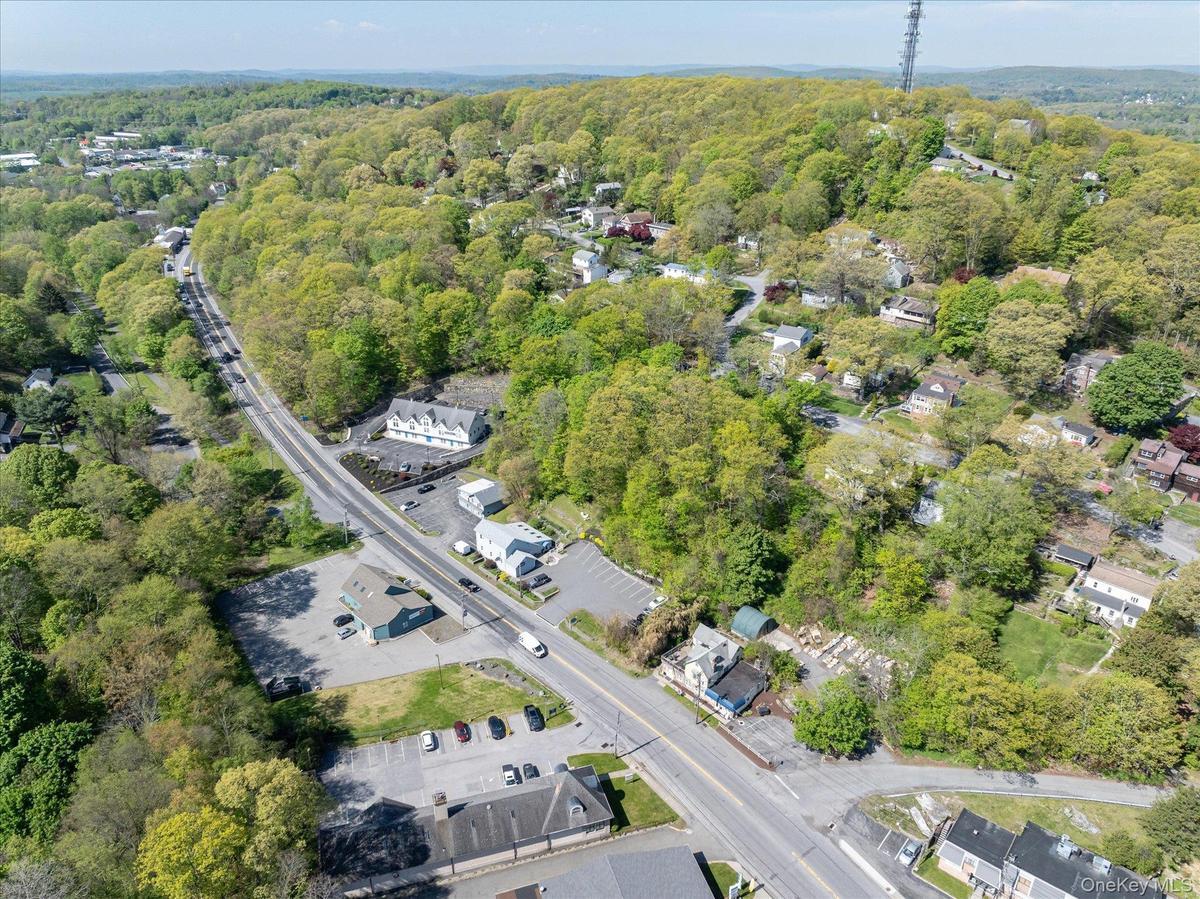 544 Route 6, Mahopac, NY — aerial view, Lake Mahopac, Route 6 commercial corridor, Putnam County