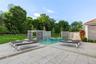 The pool sculptures are complete with custom lighting and fountains