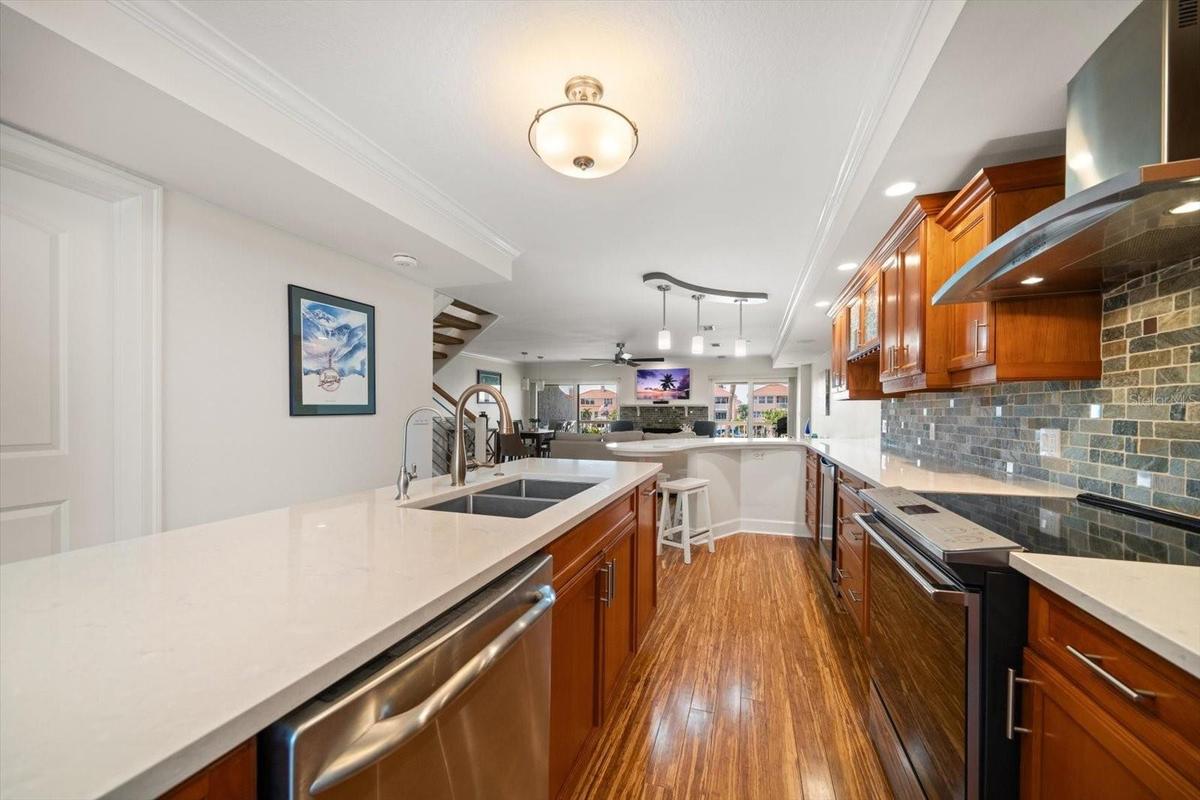 With contemporary flair, the kitchen is a culinary dream-spacious yet inviting.