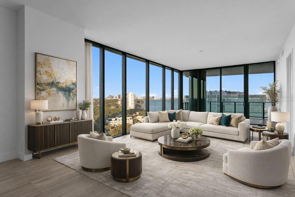 Virtually staged living room