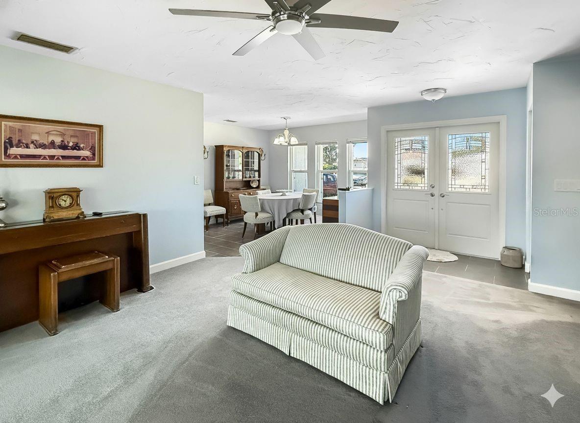 View from the living room towards the foyer & dining room