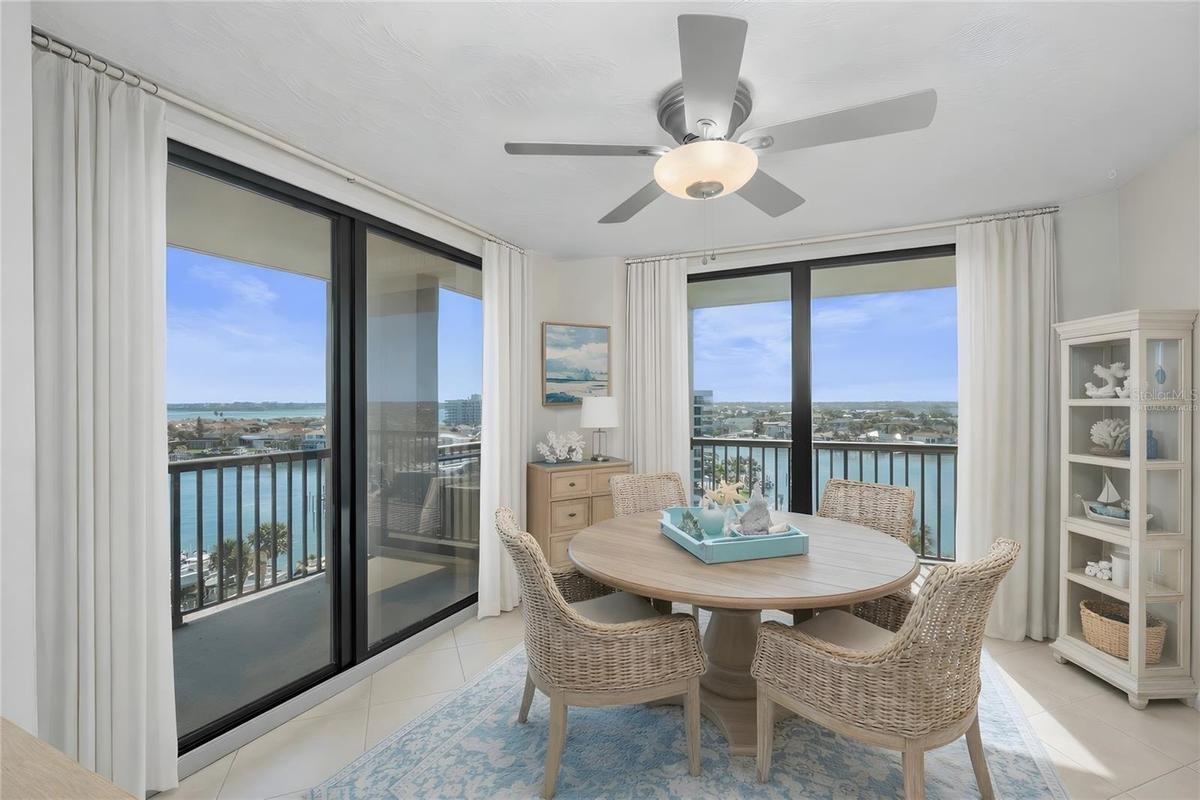 Virtually Staged - Dining area with views of the Intercoastal