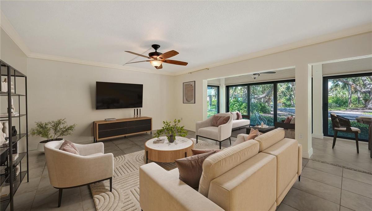 Virtually staged living room.