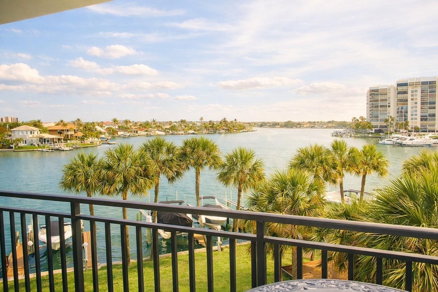 View from Balcony.  Unit 404, a bright and beautifully updated corner residence perched directly on the wide-open Intracoastal Waterway