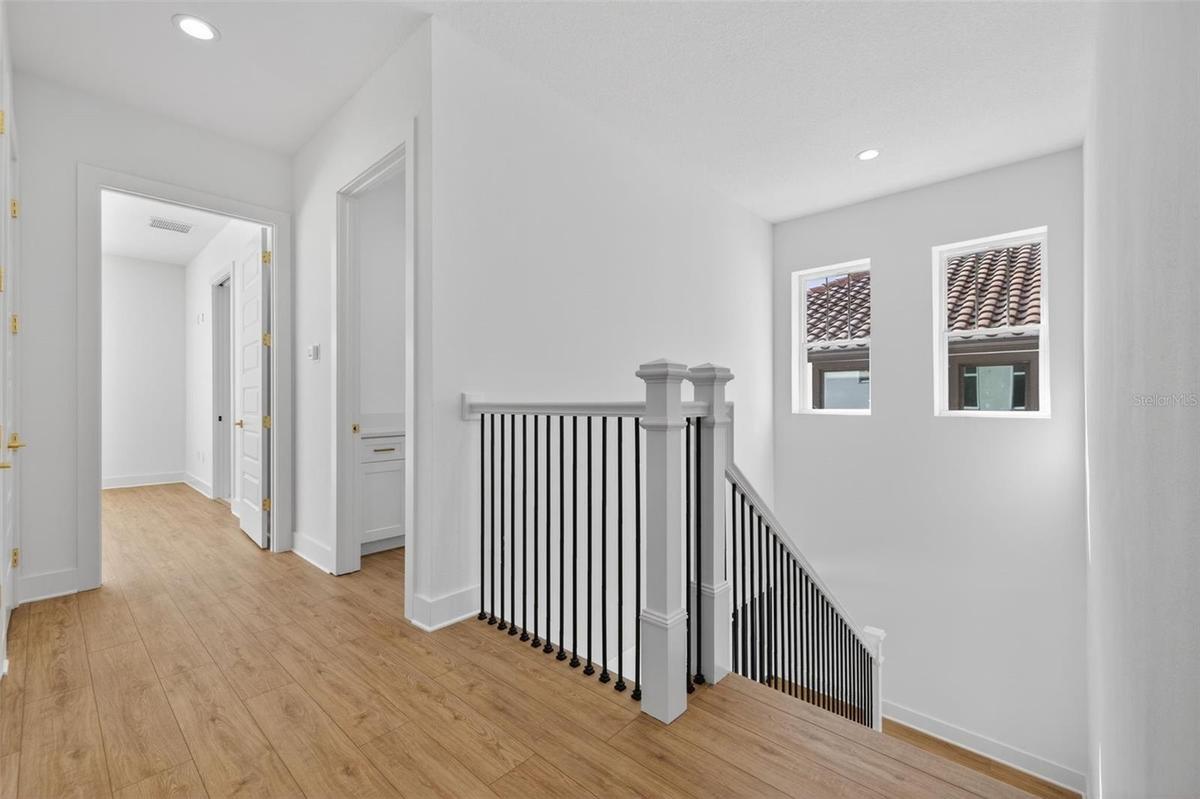 Inviting nook at the top of stairs