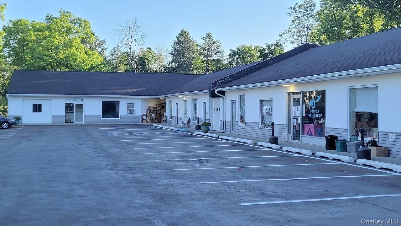 Front showing the newly striped parking lot
