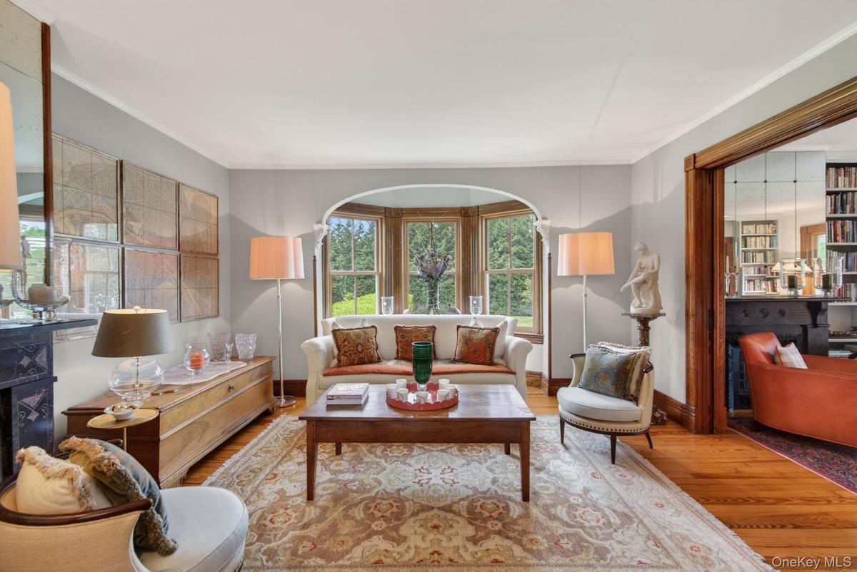 Living room open to Library