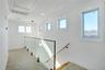 Stairs with crown molding, recessed lighting, and attic access