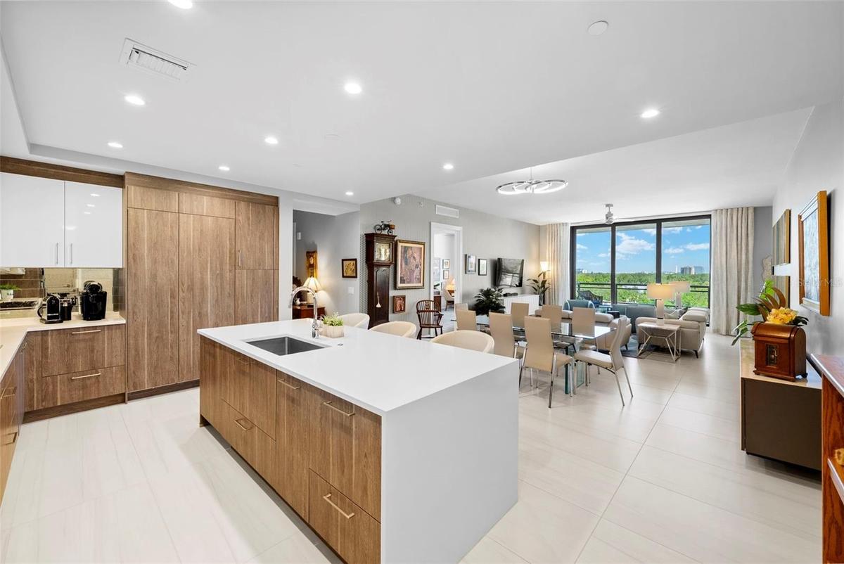 Kitchen facing living space