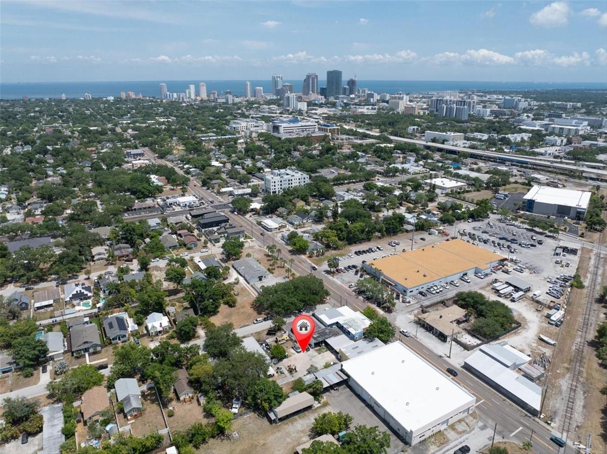 A few blocks to downtown