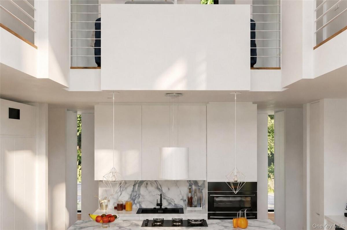 The cabinetry integrates storage seamlessly.