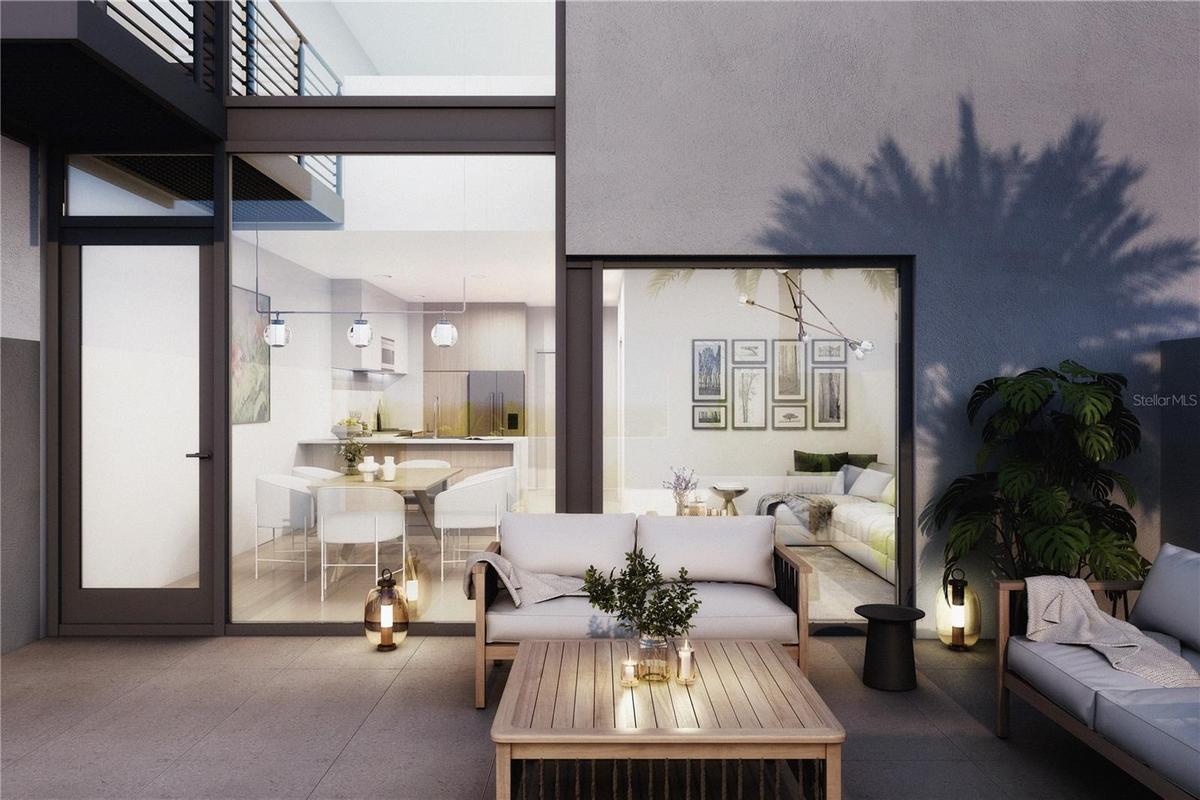 Builder Rendering of the View of THIS PLAN thru the Outdoor Terrace Into the Unit!