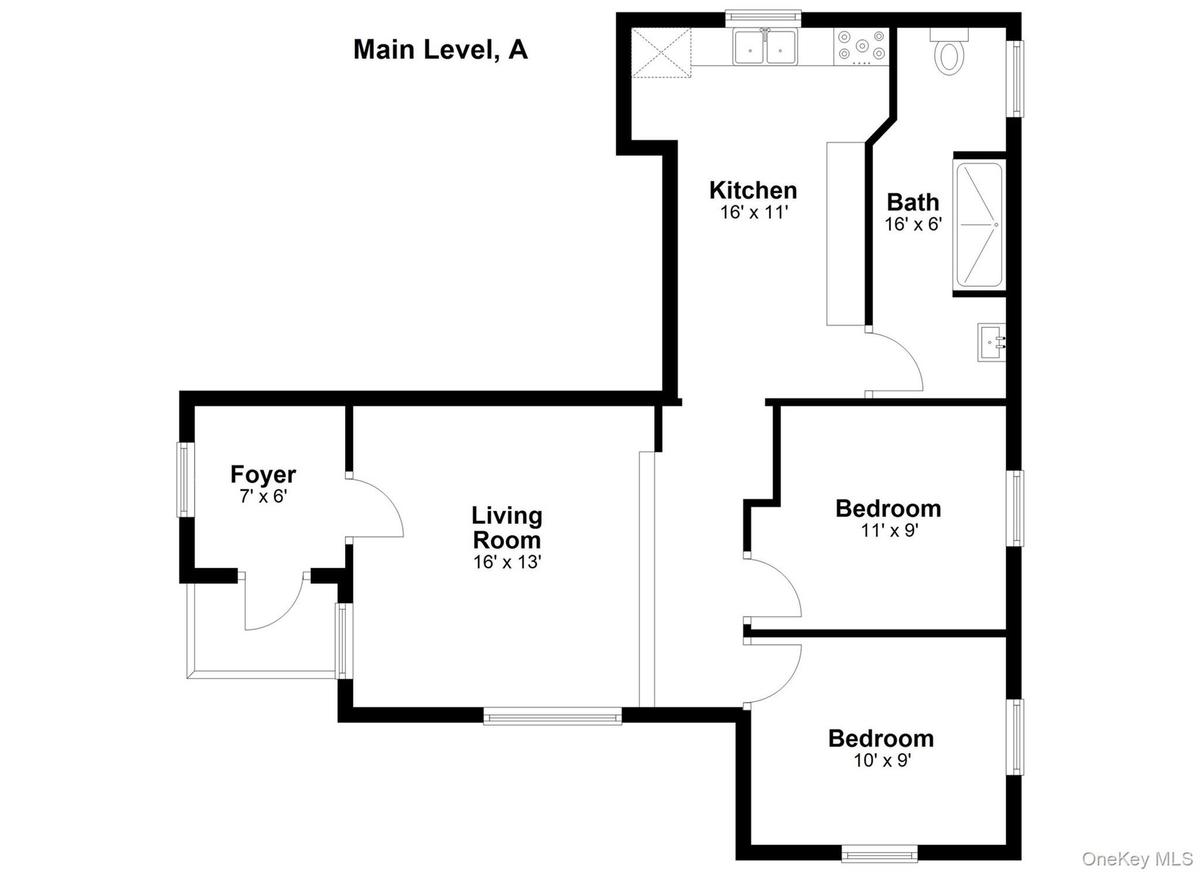 Floor plan of 2 BR unit.