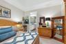 Crown moulding frames the ceiling