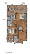 Upper Floor Rendering of Floor Plan.