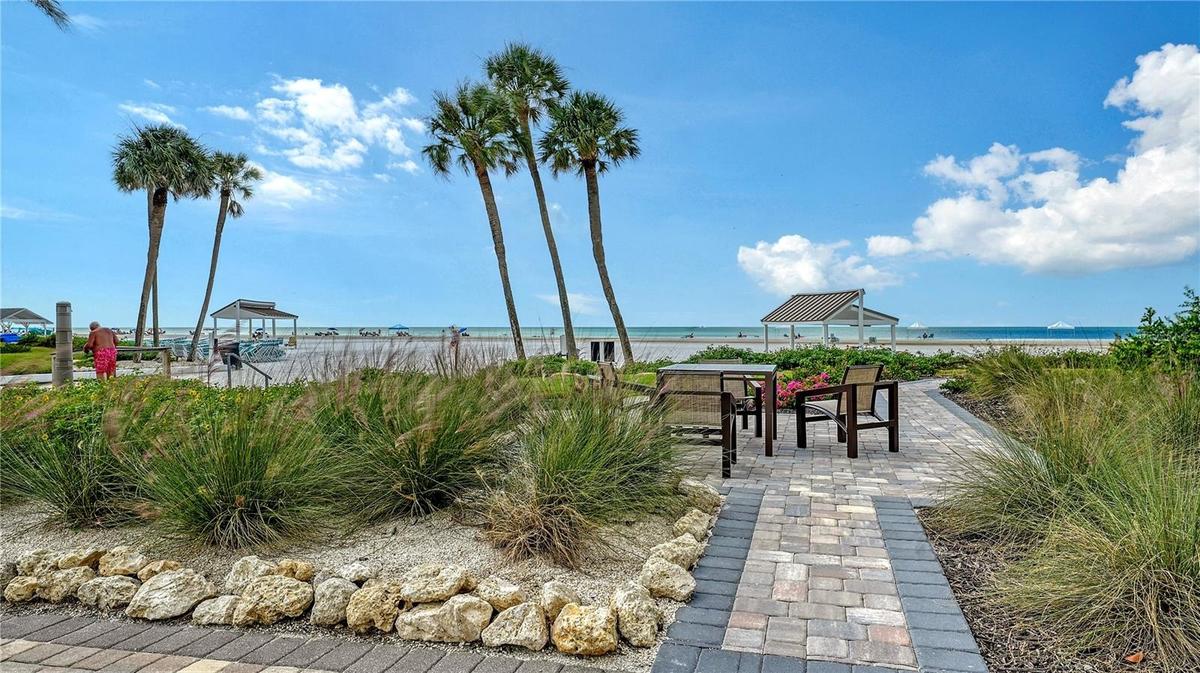 Dine al fresco with a beach and Gulf view