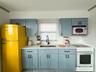 Retro Bungalow Kitchen with Yellow & Blue