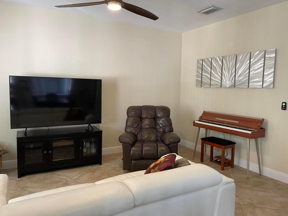 Living Room with Electric Keyboard
