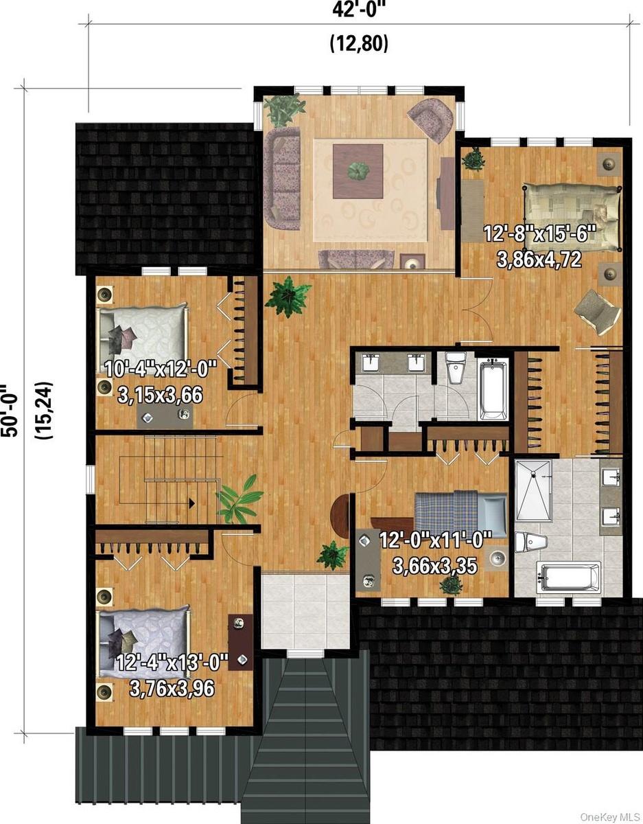 Second Floor.  4 bedrooms with 2 bathrooms