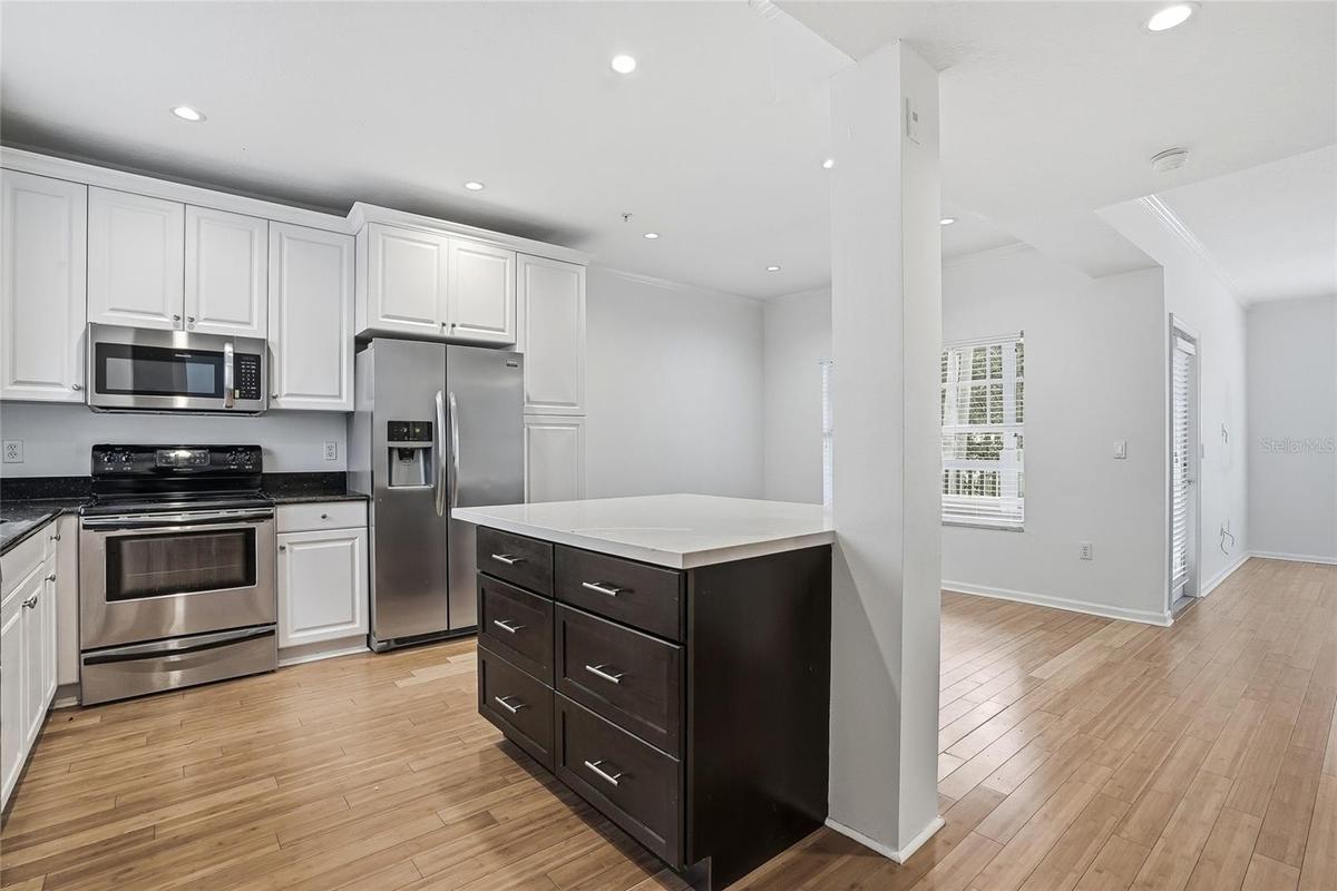 Kitchen, Open Floor plan to the dining area and living area
