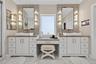 Beautifully crafted dual vanities provide both style and convenience.