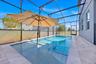 Pool in backyard