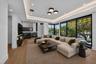 Cozy modern living room with outdoor vie