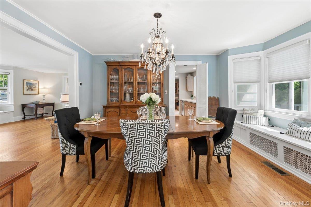 This dining room also has a built-in window seat overlooking the rear yard.