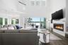 sliding glass doors open to the outdoor space