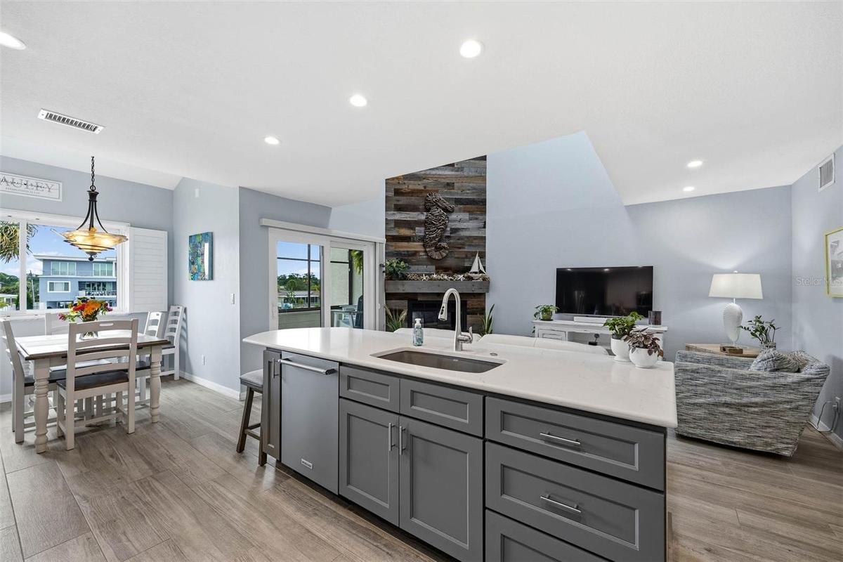 Fully renovated kitchen with double sided cabinets at the Island.
