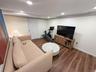Media room in basement