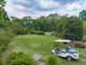 View of green lawn with a putting area and golf course view