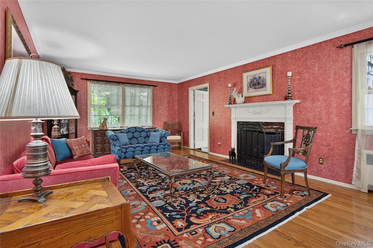 Living Room with Wood Burning Fireplace