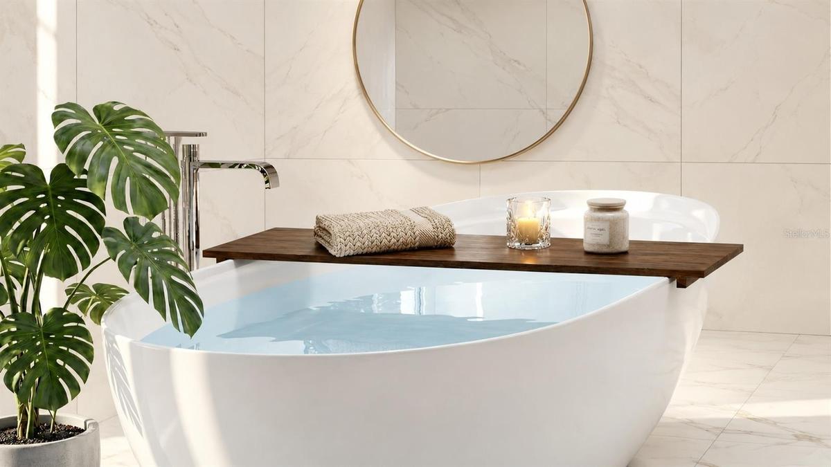 Primary Suite with Built-In Cabinetry and Freestanding Tub