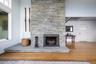 Floor to ceiling bluestone fireplace