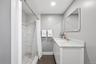 Walk-in shower, marble tile
