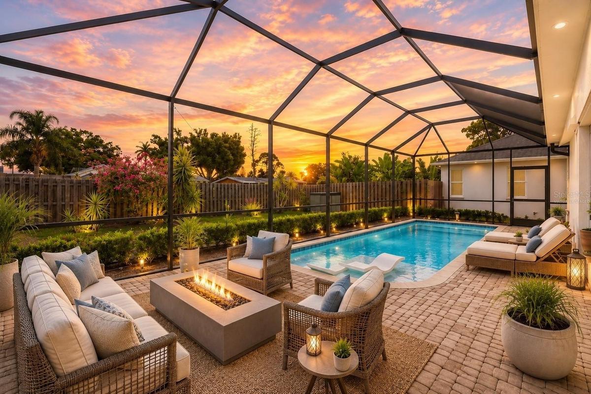 Virtually staged lanai (sunset)