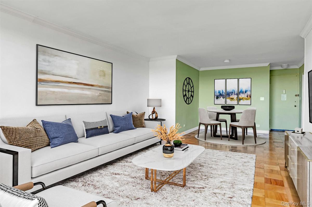 Living Room Showing Dining Area. Furniture Staged
