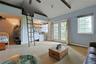 studio with loft storage area
