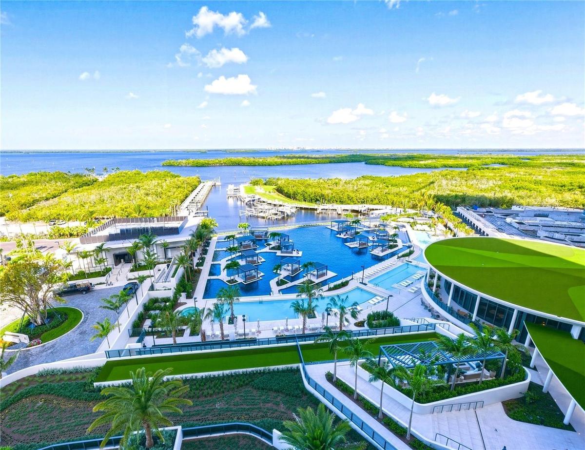This is the unit view of pools, marina, cabanas