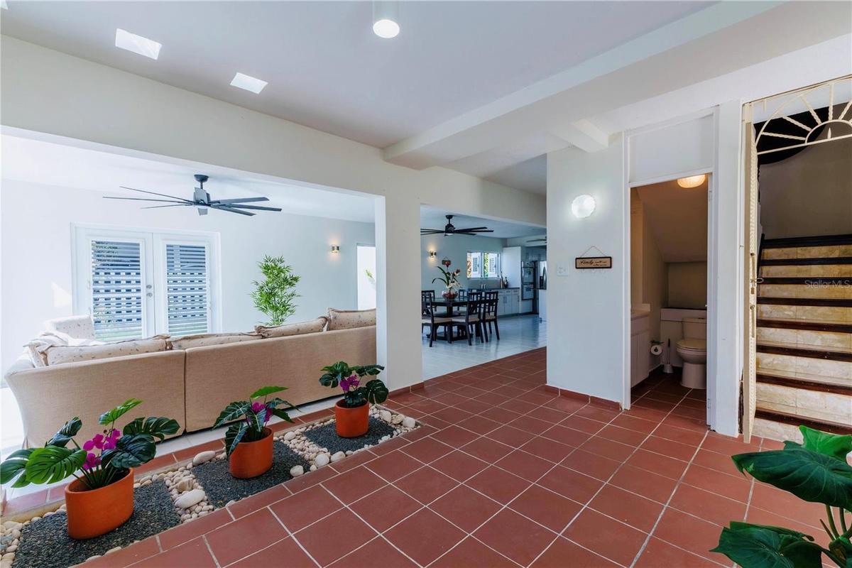 Property entrance and interior garden