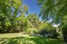 Expansive lawn area surrounded by mature trees and varied foliage