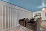 Family Room with Custom Window Treatments